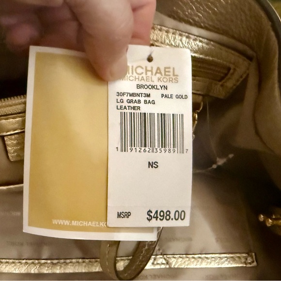 Michael Kors Large Gold Leather Brooklyn Satchel Bag - Picture 15 of 15
